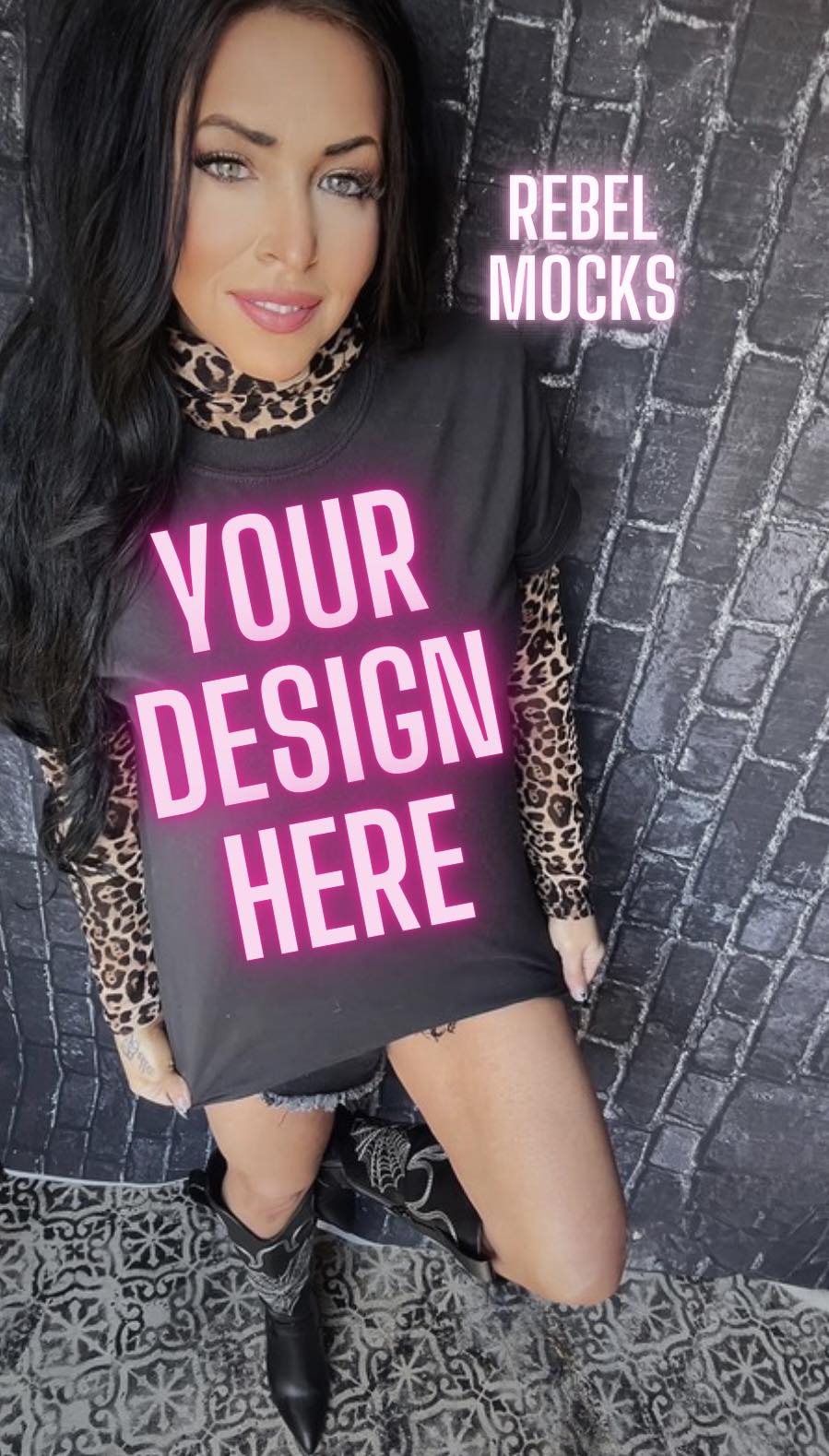 Longsleeve Cheetah EDGY IRL Black Tee Mock Up