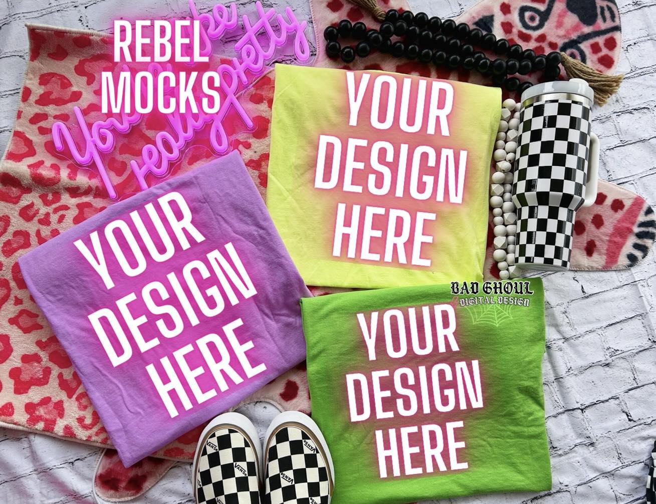 Neon Flat Lay Tank Trendy Vibez Flat Lay Mock up