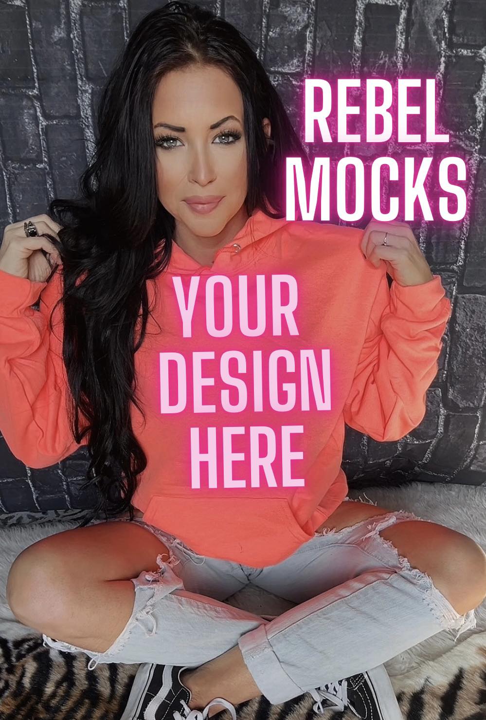 Retro Heather Coral Model Mock up Bundle 3 mocks