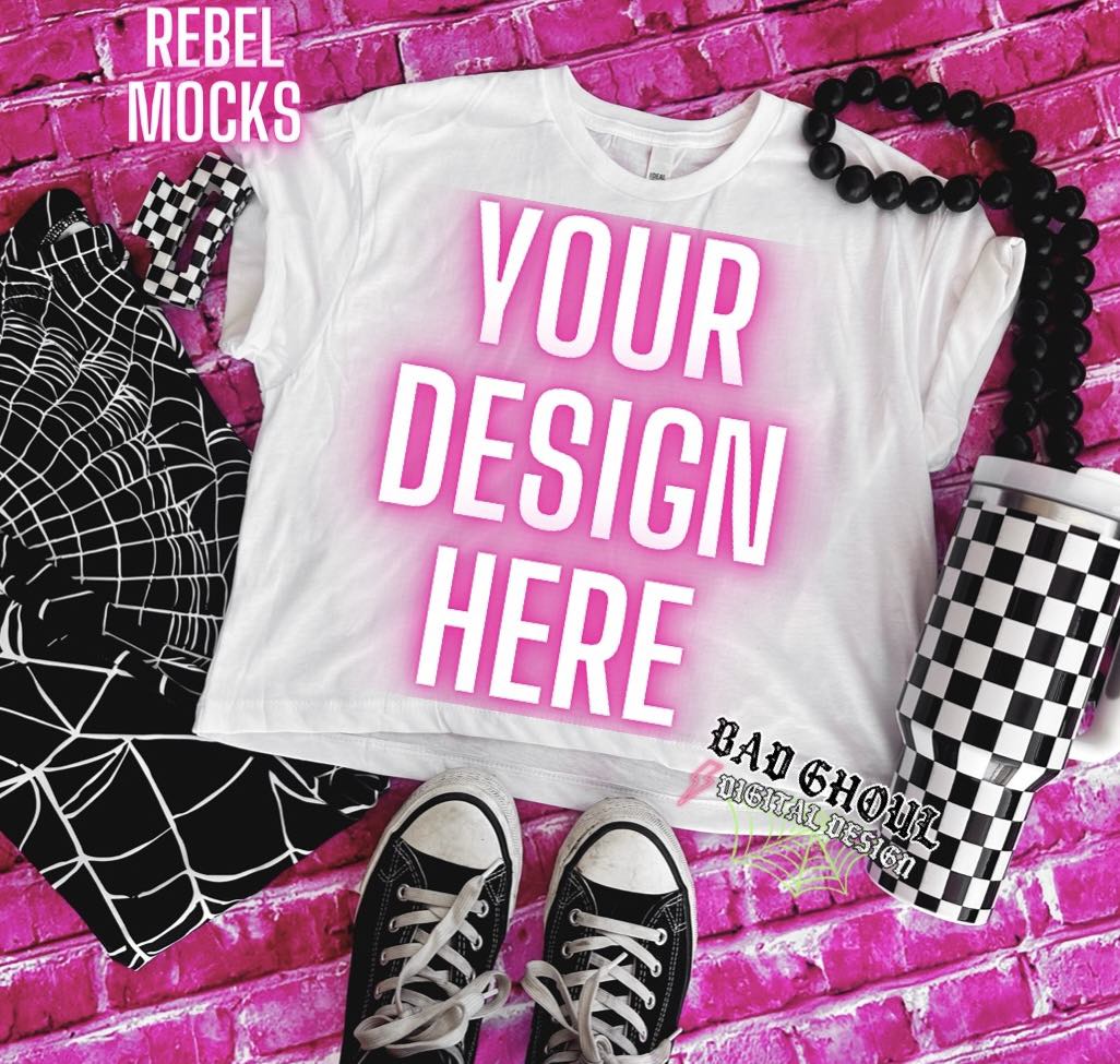 White Crop Tee Next Level Flat Lay Mock Up Trendz