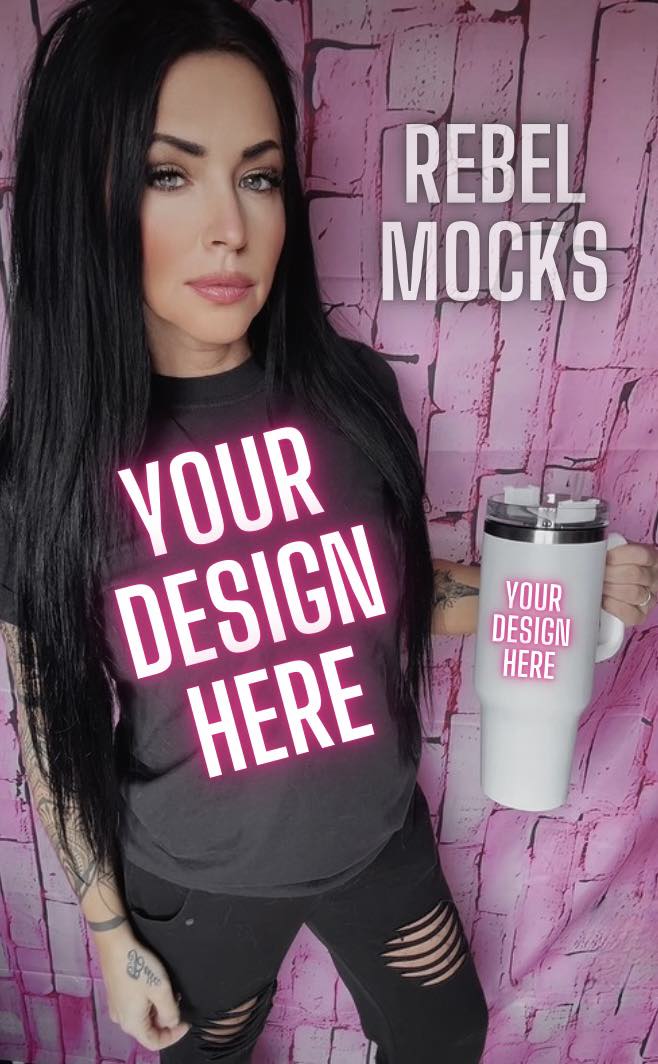 Black Tee and Tumbler Mock Up IRL model Mock Alternative Edgy Checkered