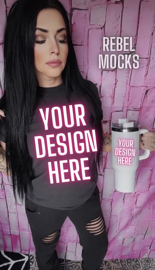 BUNDLE Black Tumbler & Ipad Mock Up IRL model Mock Alternative Edgy Checkered 3 mocks
