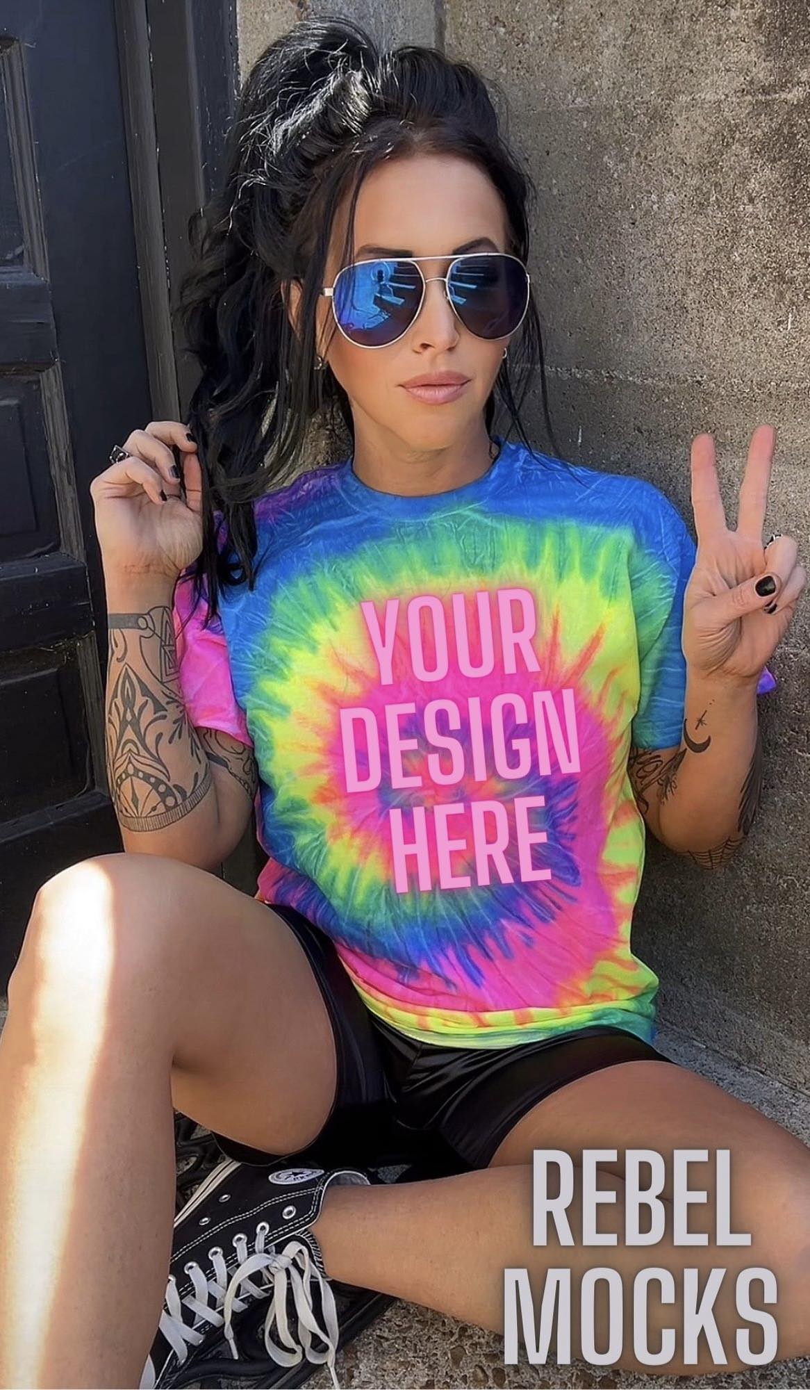 Tie Dye Bundle 6 Mocks Trendy Flat Lay in IRL Mock up