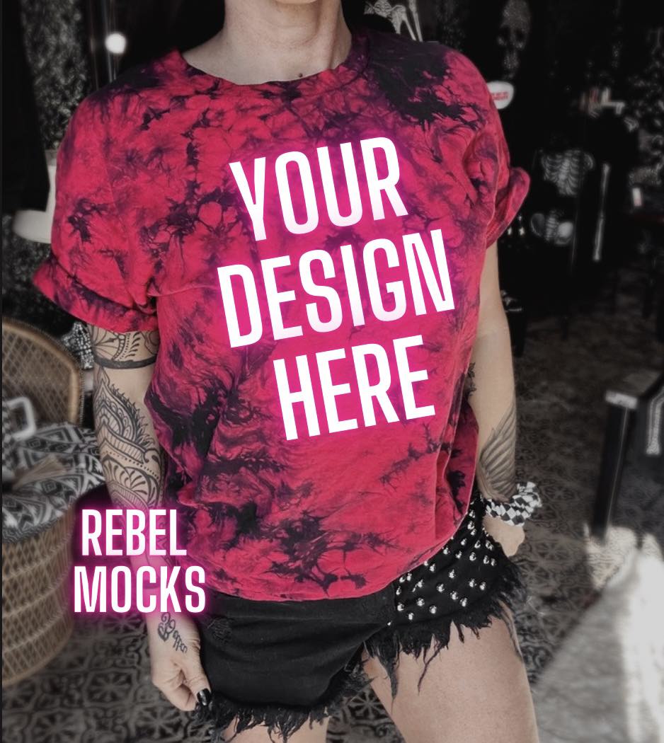 Dyenomite Red and Black Tie Dye IRL Alternative Edgy Mock Up
