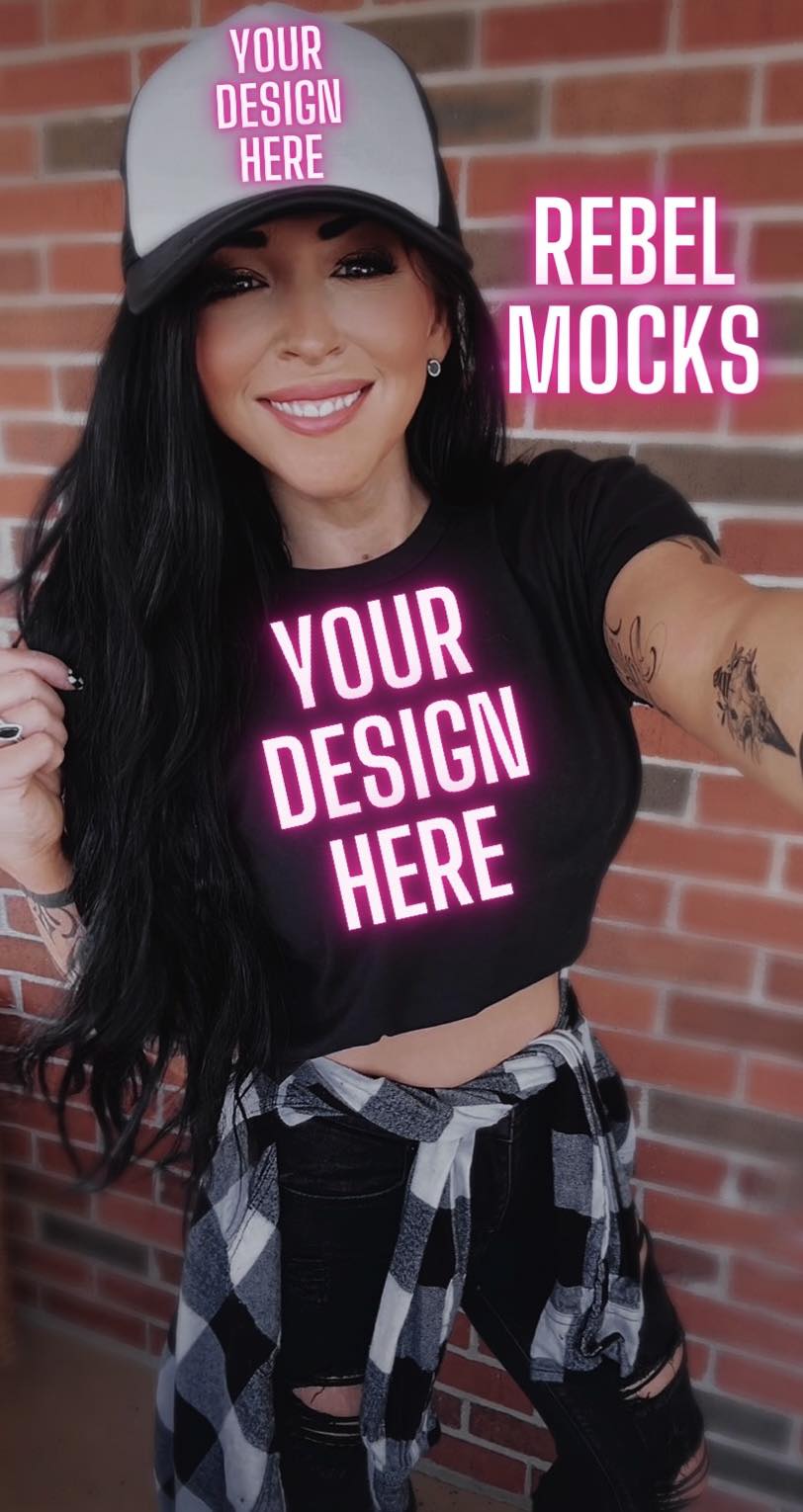 IRL MODEL MOCK EDGY AF Mock Up Trucker Hat and Black Tee