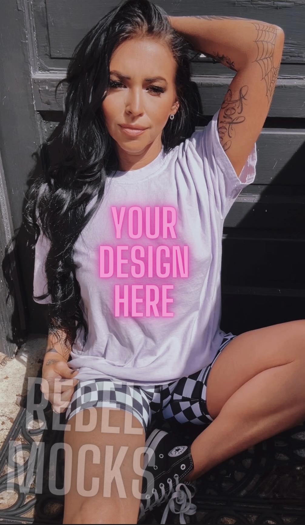 Bundle 5 Mocks Lavender Tee Alternative Edgy Trendy Mock Up