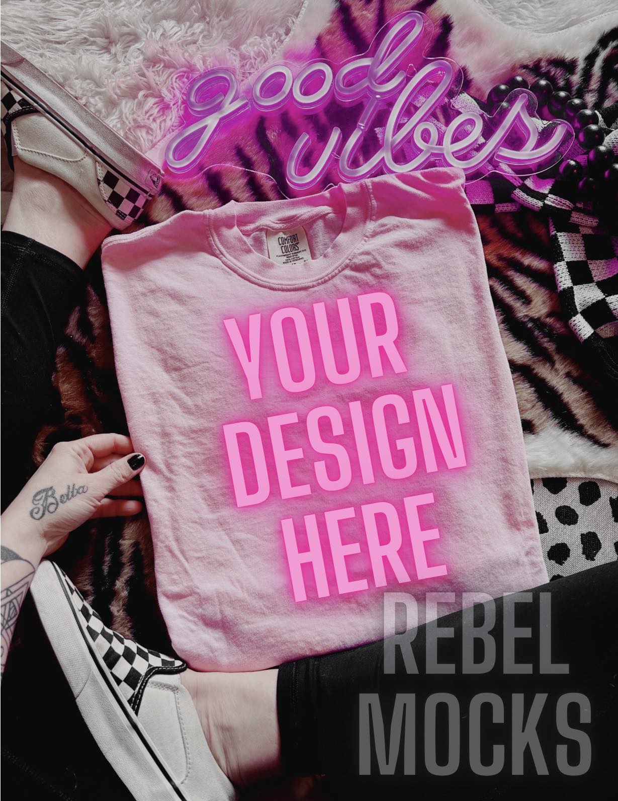 Light Pink Alternative Edgy Mock Up Flat Lay