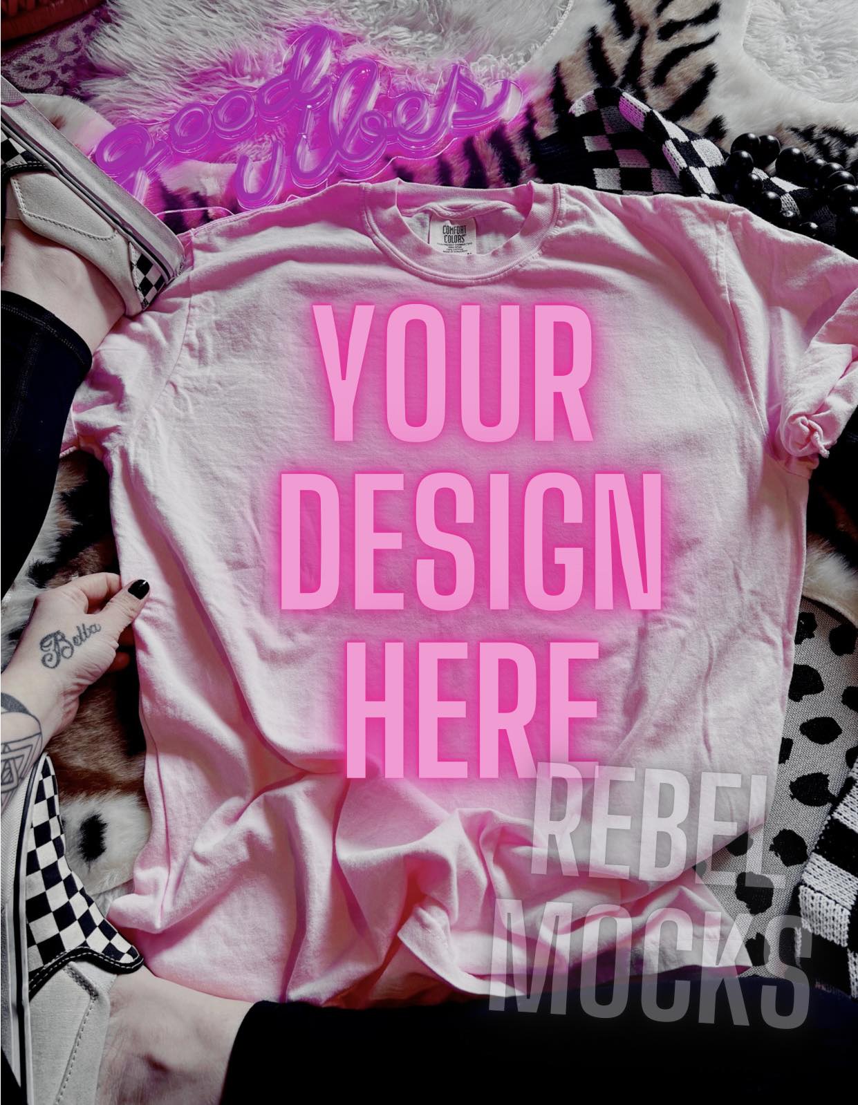 Light Pink Alternative Edgy Mock Up Flat Lay