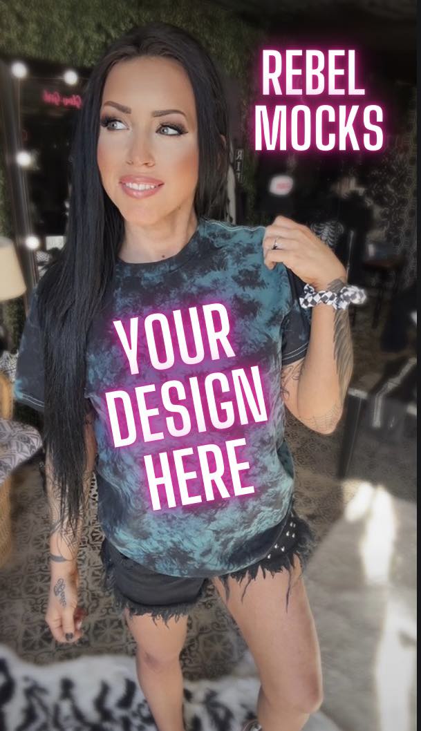 Dyenomite Green and Black Tie Dye IRL model Mock Alternative Edgy Mock Up