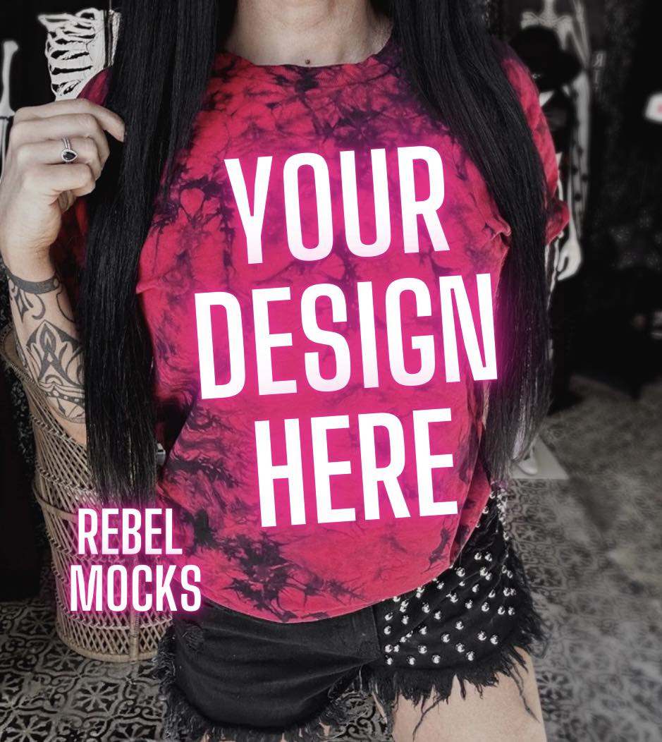 BUNDLE 3 MOCKS Dyenomite Red and Black Tie Dye IRL model Mock Alternative Edgy Mock Up