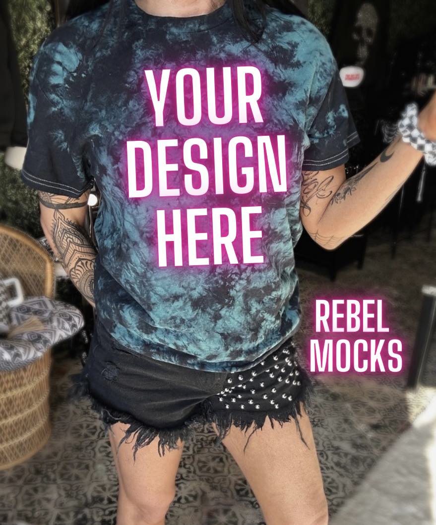 Dyenomite Green and Black Tie Dye IRL model Mock Alternative Edgy Mock Up
