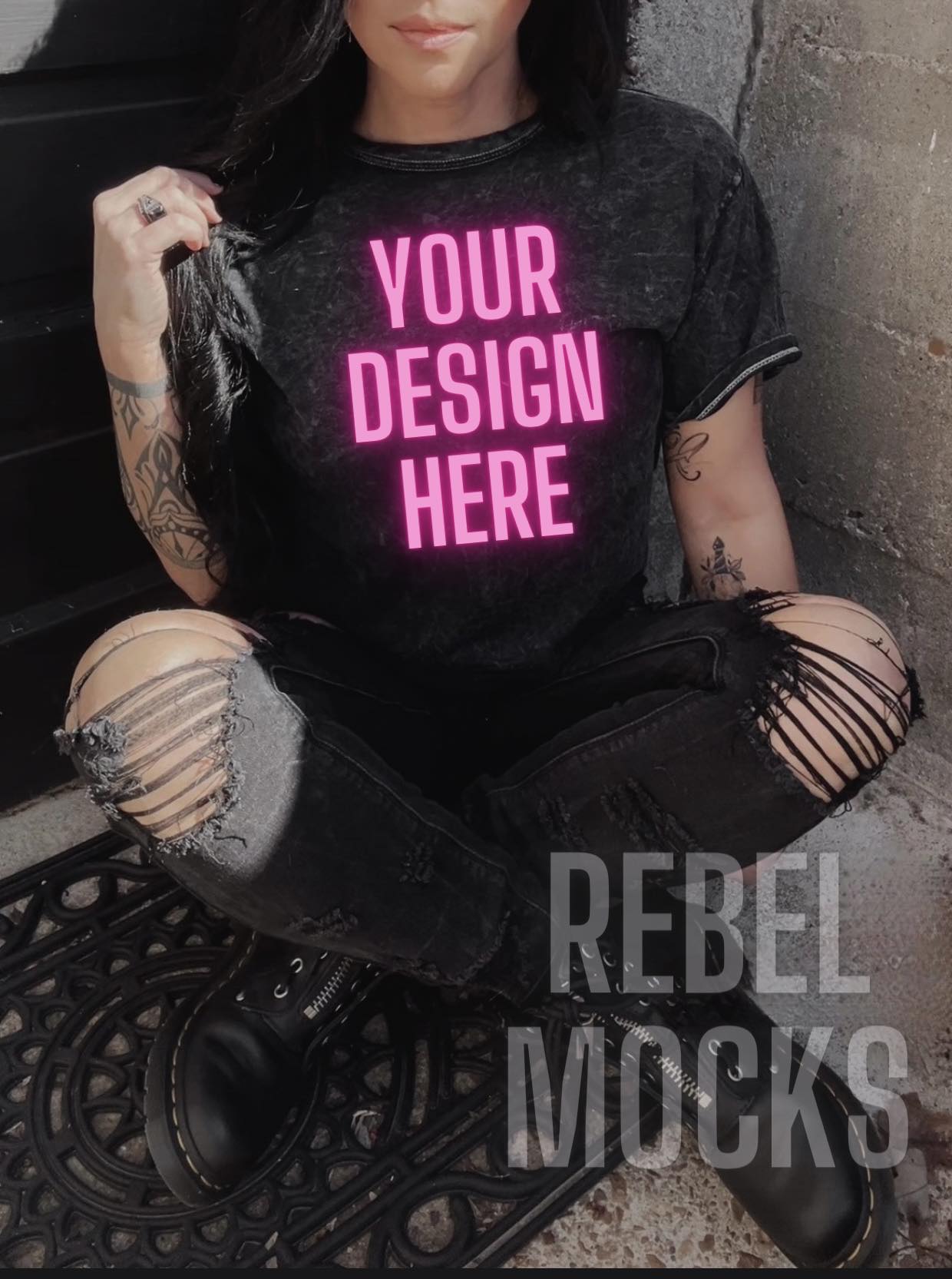 IRL Alternative Mineral Wash Tee Edgy Trendy Mock Up