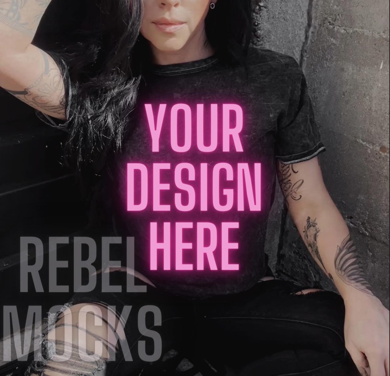 IRL Alternative Mineral Wash Tee Edgy Trendy Mock Up