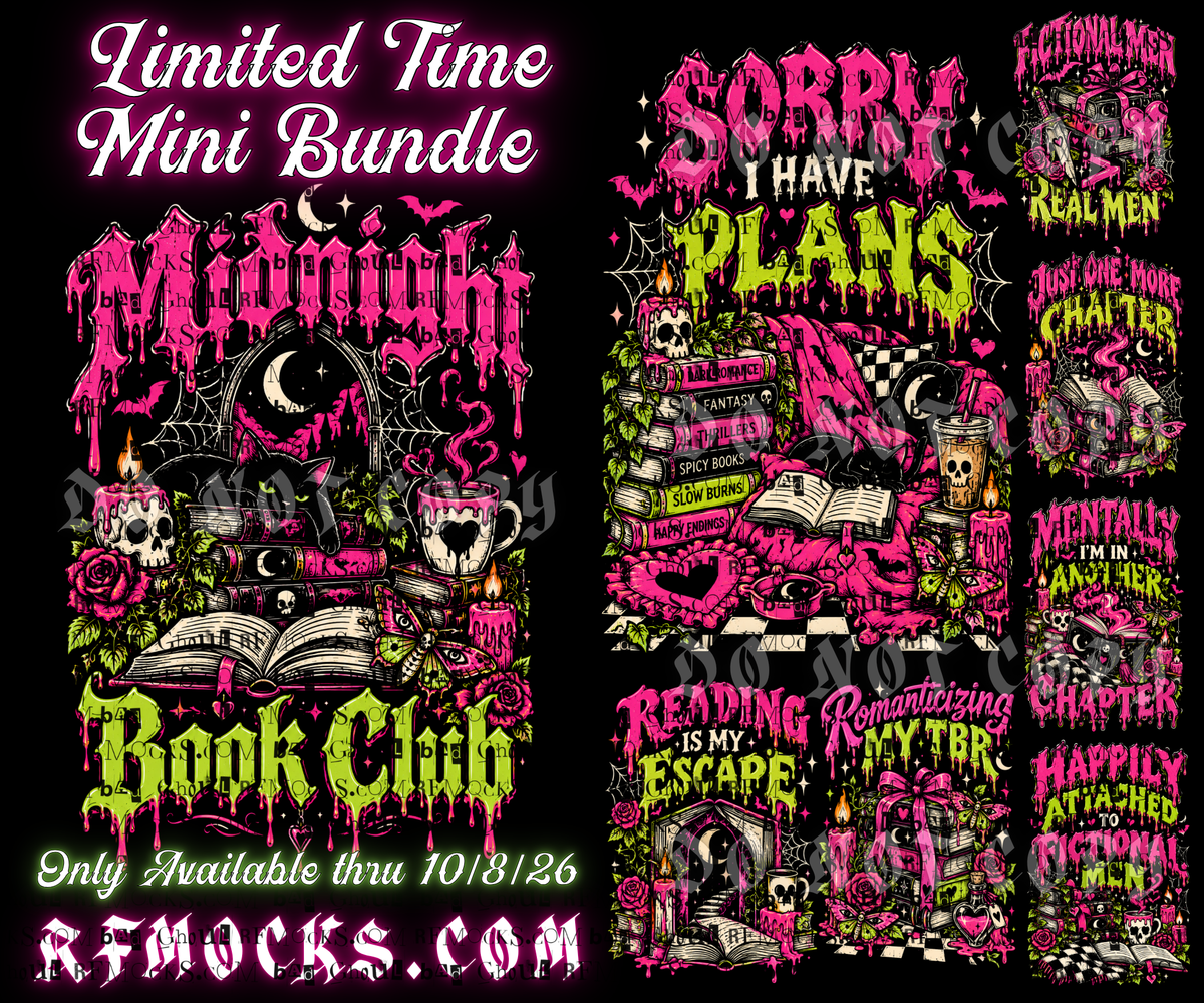 Bookish | Limited Time Mini Bundle | PNG DOWNLOAD BLACK FAB ONLY