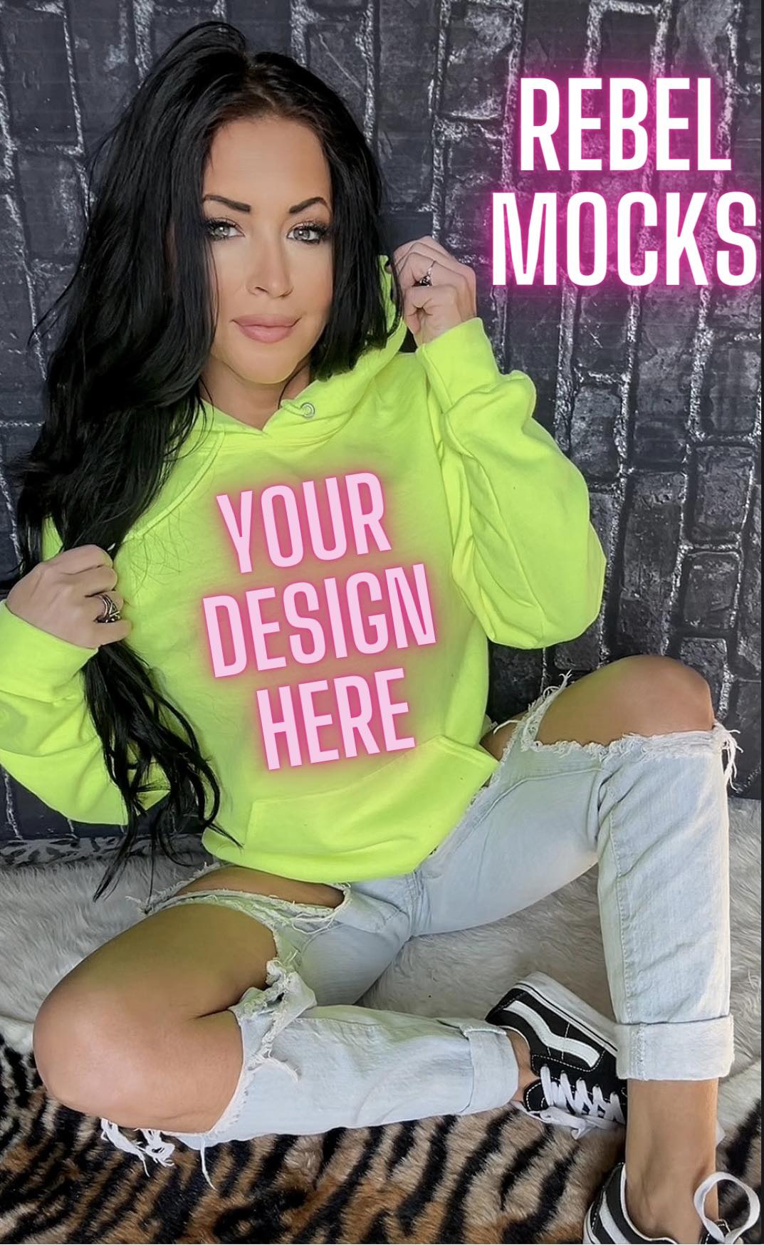 Neon Yellow Model Mock up Bundle 3 mocks IRL and Flat