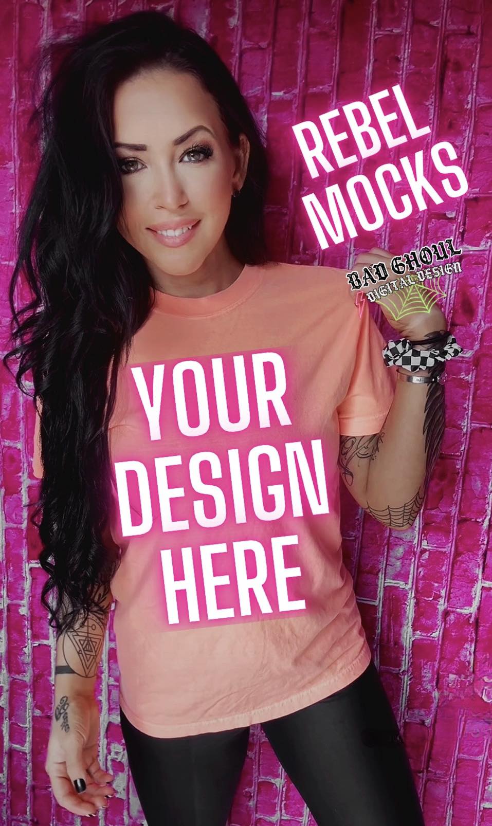 Comfort Colors Neon Cantaloupe IRL Model Mock Up Trendz