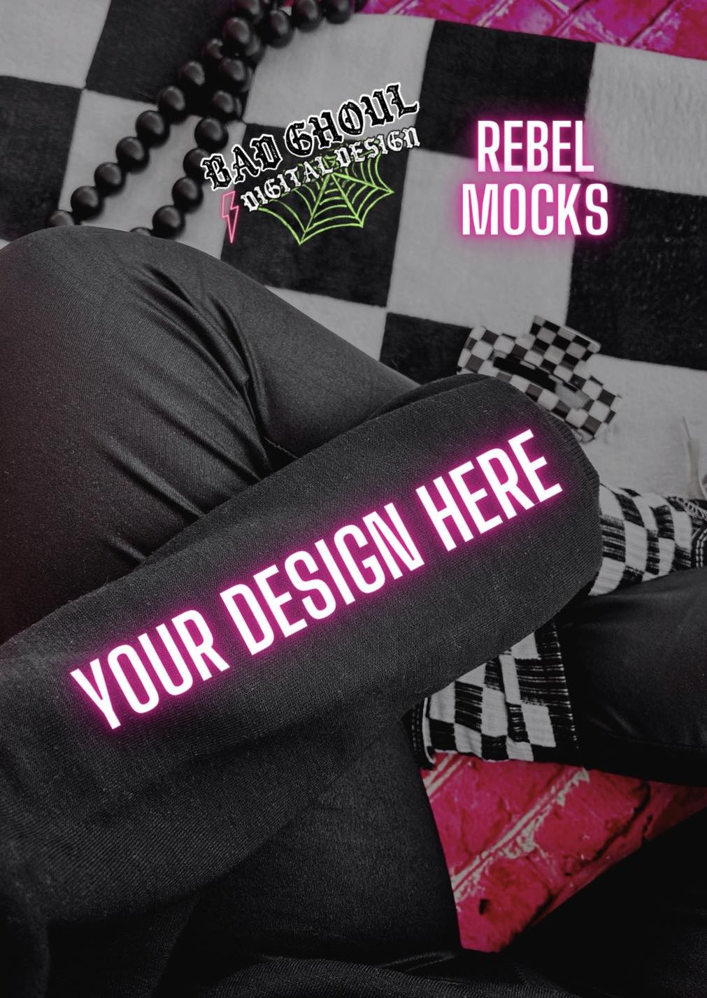 Black Crew Neck Outter Sleeve IRL Model Mock Up Trendz