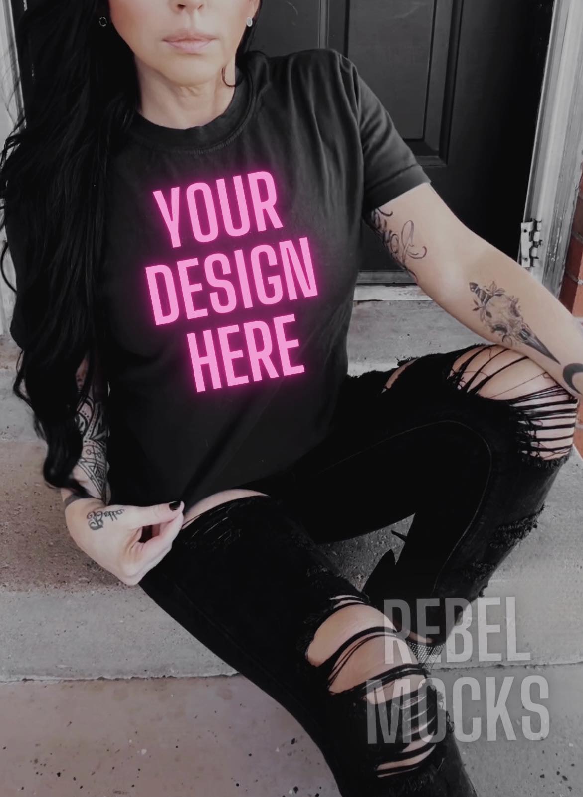 Alternative IRL Black Tee Edgy Trendy Mock Up