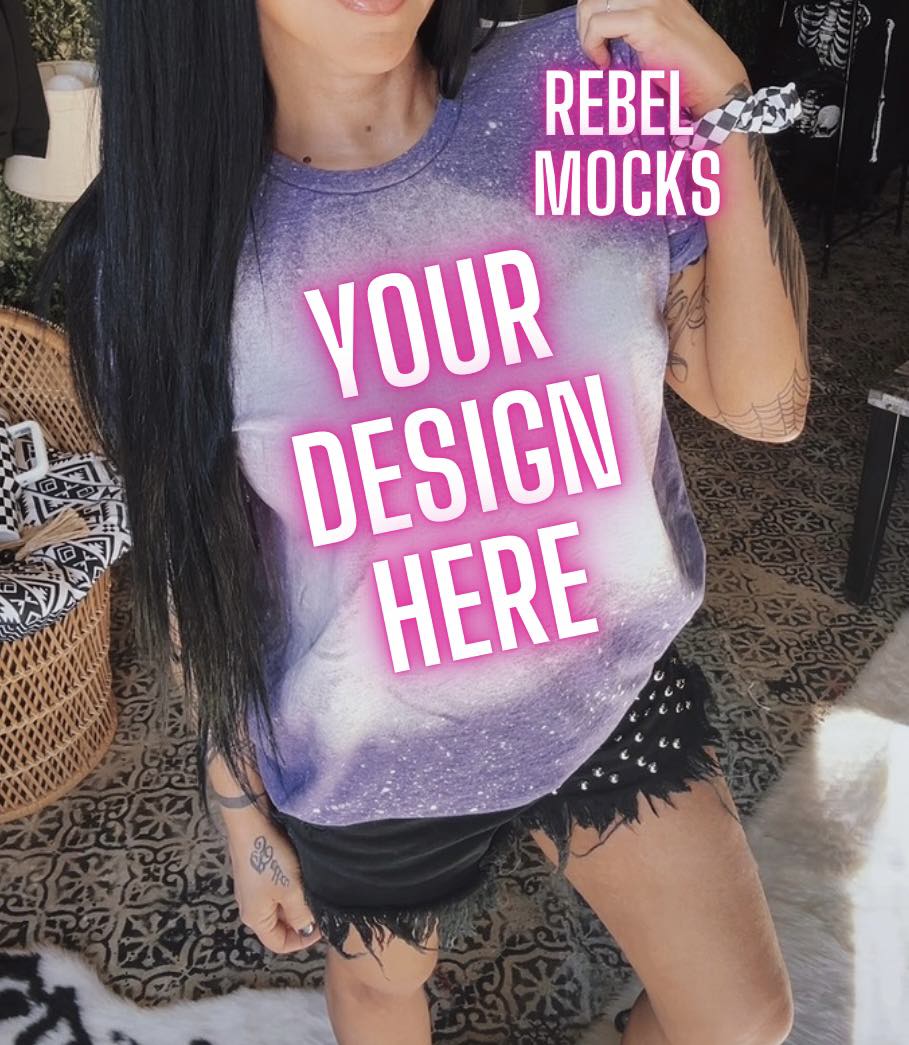 BUNDLE 3 Mocks Softstyle Heather Purple Bleach IRL model Mock Alternative Edgy Mock Up