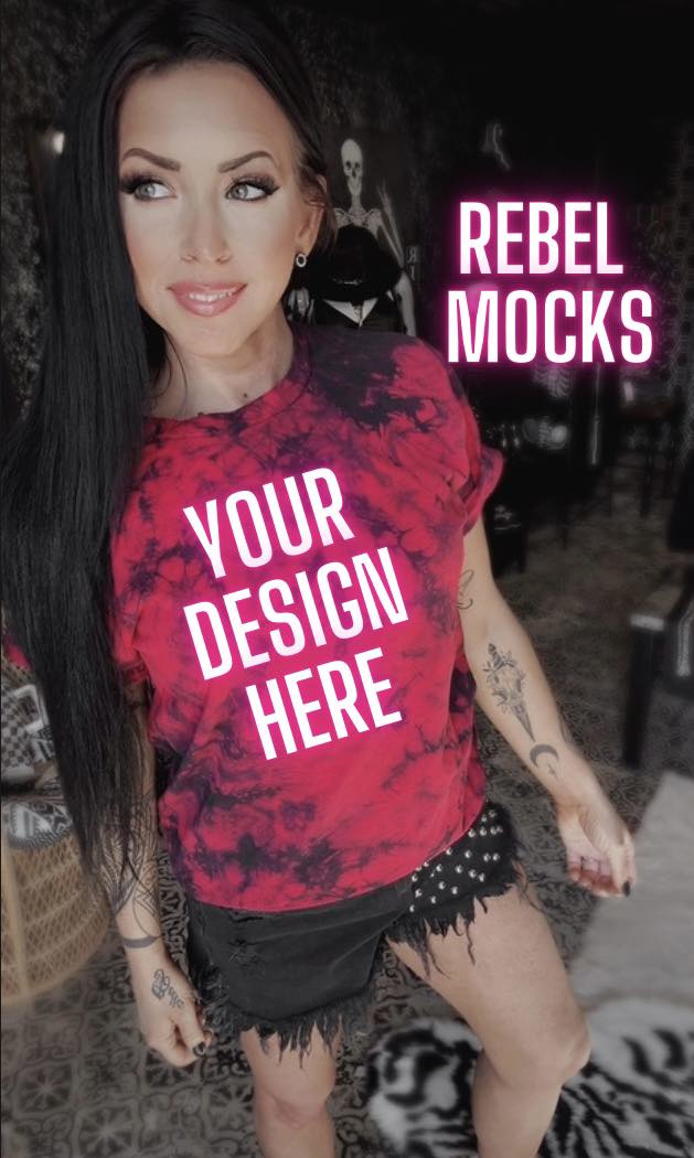 Bundle 2 Mocks Red and Black tie Dye Model Alternative Edgy Mock Up
