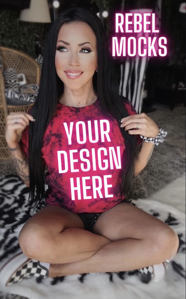 Red and Black tie Dye Model Alternative Edgy Mock Up