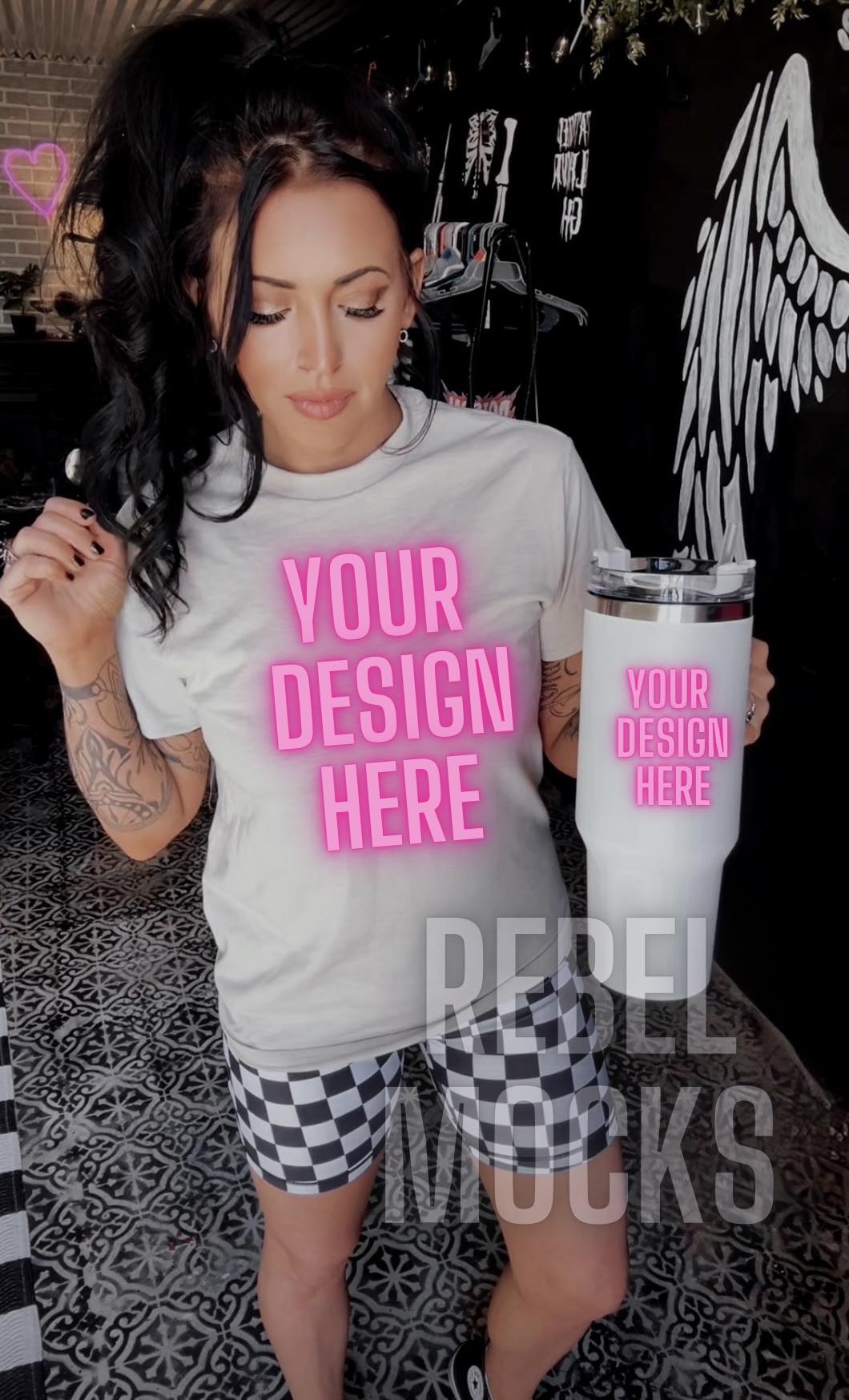 Sand Tee and Cup Alternative Edgy Trendy Mock Up Sub Friendly