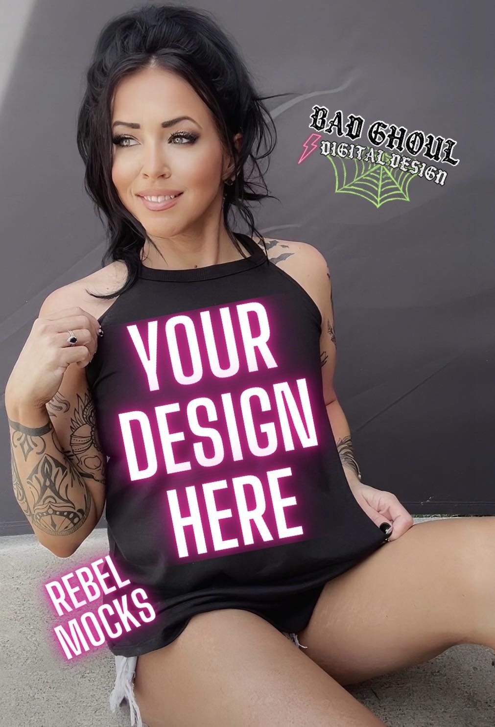 Black Tri Rocker Tank IRL Model Mock Up TRENDING
