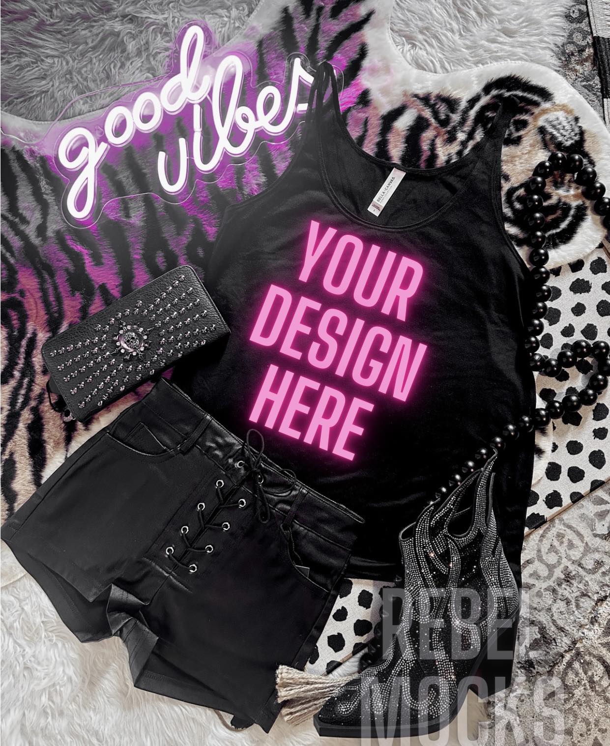 Black Tank Yallternative EDGY Mock Up flat lay