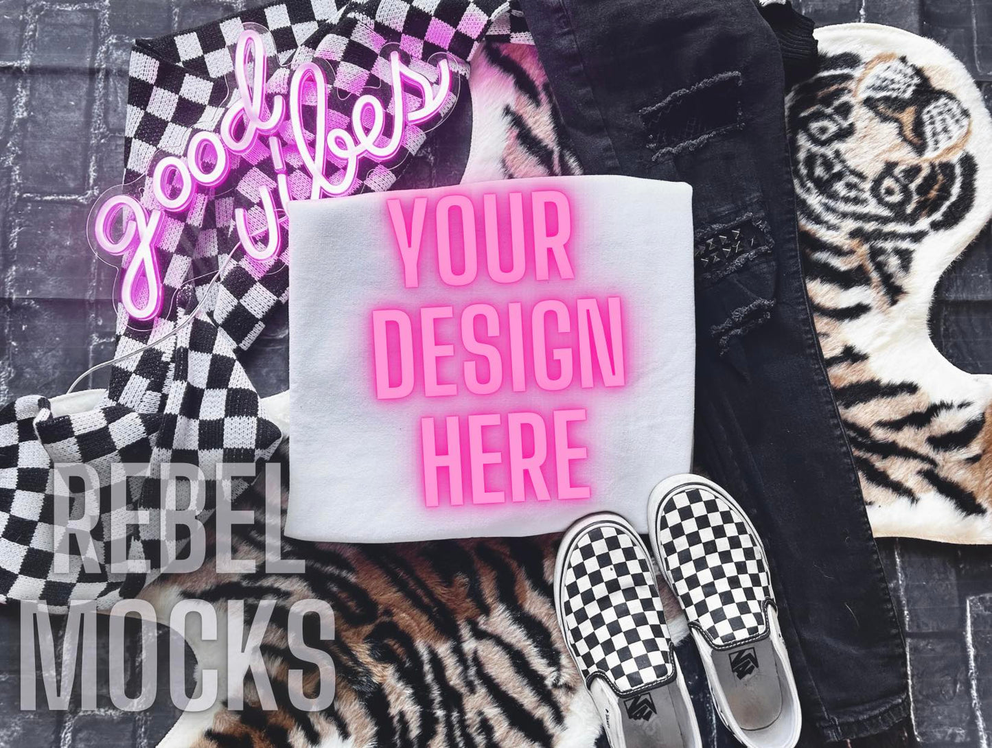 ALT Checkered Flat Lay MOCK EDGY WHITE MOCK UP