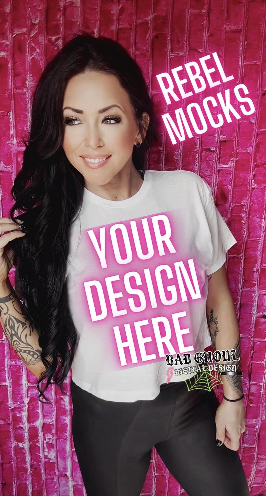 White Crop Top Tee IRL Model Mock Up Trendz
