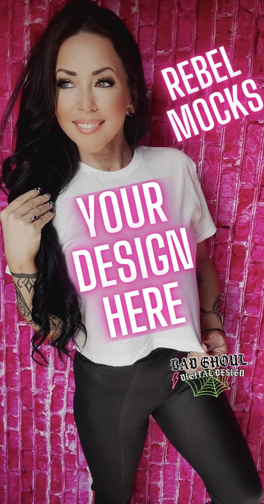 White Crop Top Tee IRL Model Mock Up Trendz