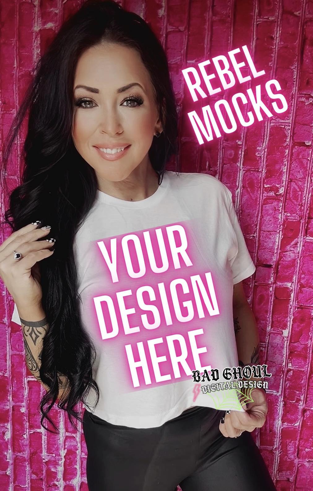 White Crop Top Tee IRL Model Mock Up Trendz