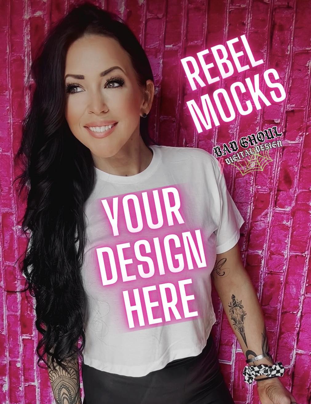 White Crop Top Tee IRL Model Mock Up Trendz