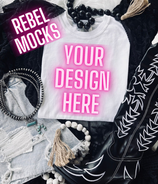 VIBIN CC White Tee Flat Lay Mock UP