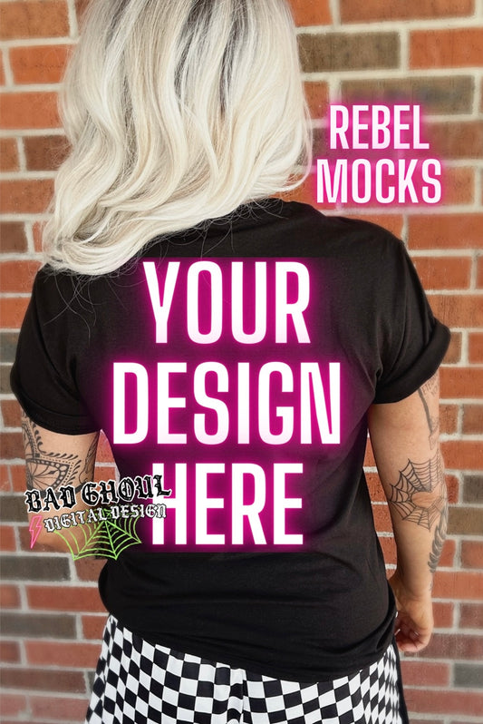 Back Black Tee IRL Model Mock Up Blondie Vibes