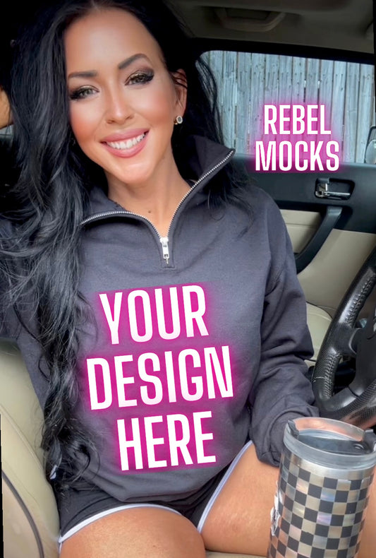 Jerzee Black 1/4 Zip Sweatshirt Model Mock Up