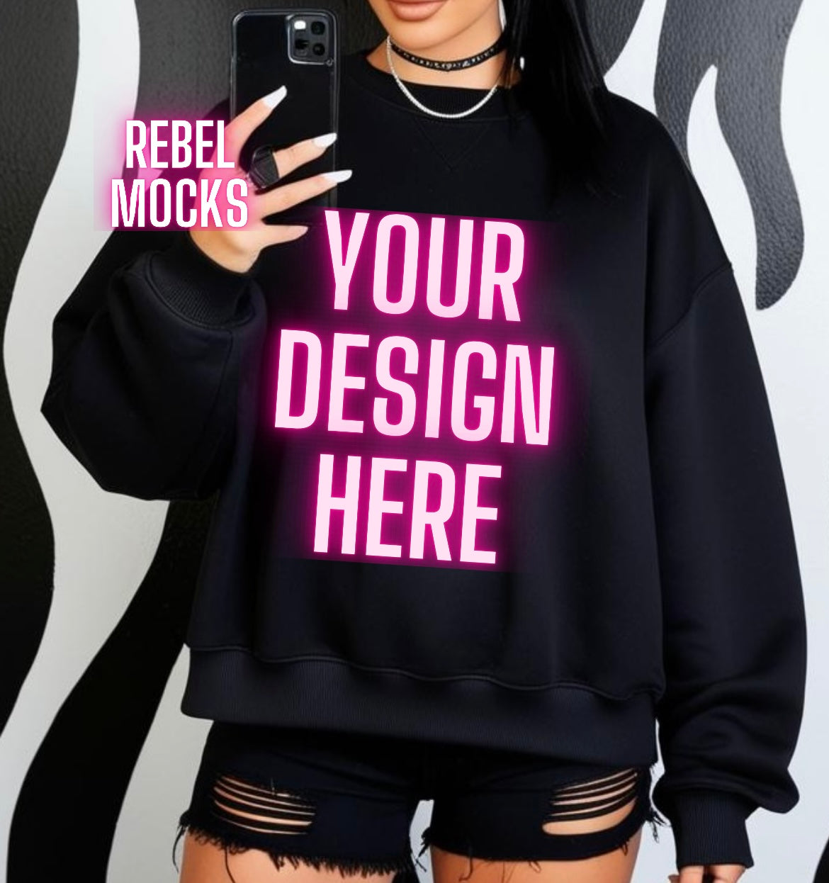 Black Crew Model Mock Up TRENDING