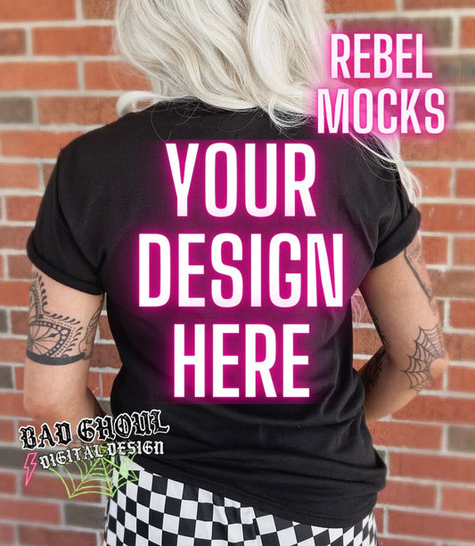 Back Black Tee IRL Model Mock Up Blondie Vibes