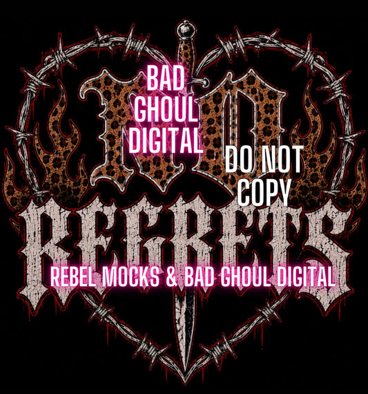 No Regrets | PNG DOWNLOAD | Black Fabric Only