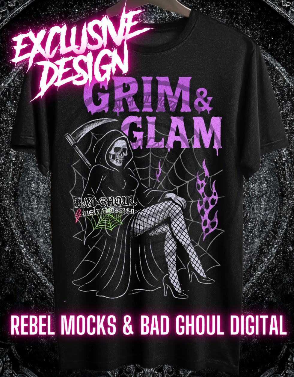 Exclusive Grim & Glam PNG DOWNLOAD Black Fabric Only