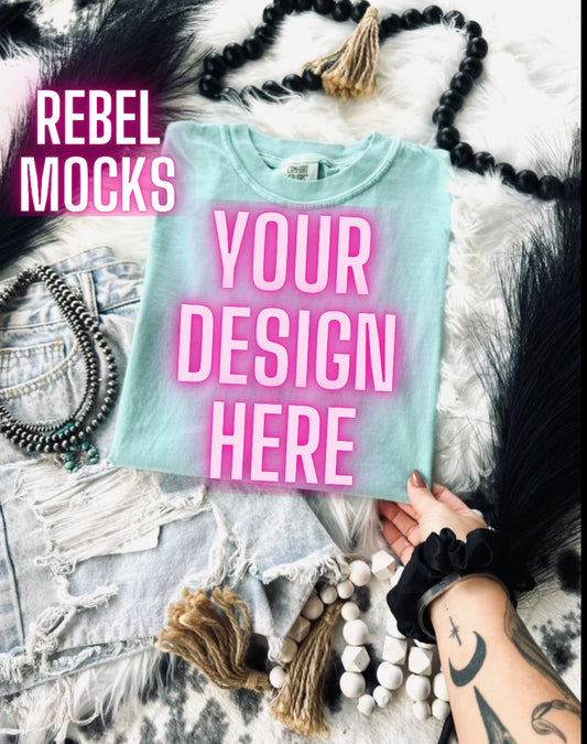 VIBIN Comfort Colors Chalky Mint Flat Lay Mock UP