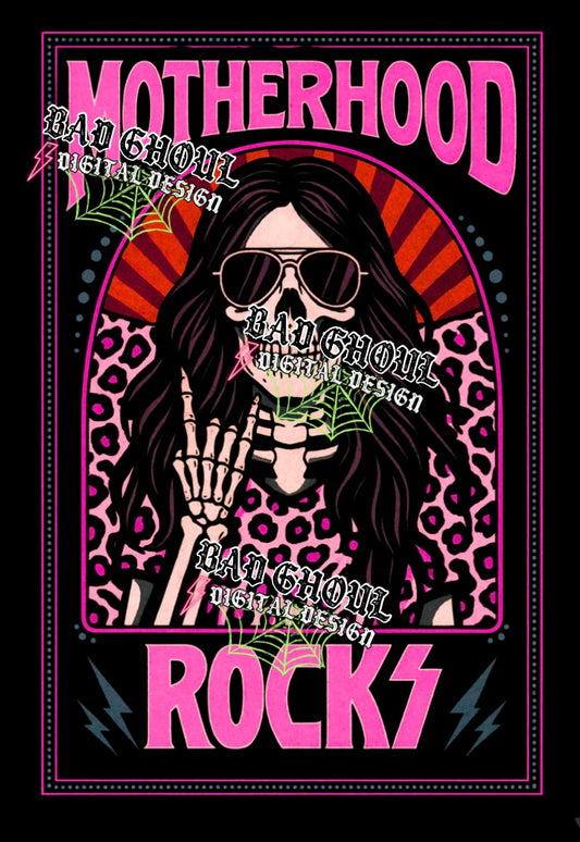 Motherhood Rocks PNG DOWNLOAD Black Fabric Only