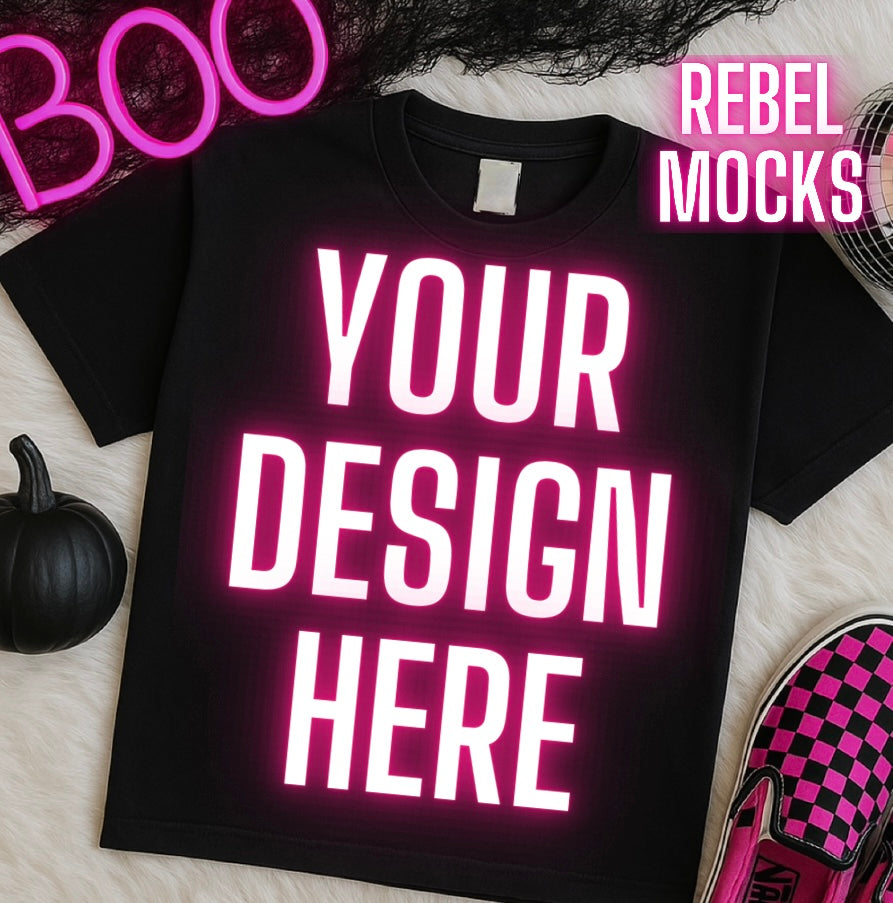 BOO Black Tee Alternative Flat Lay Mockup