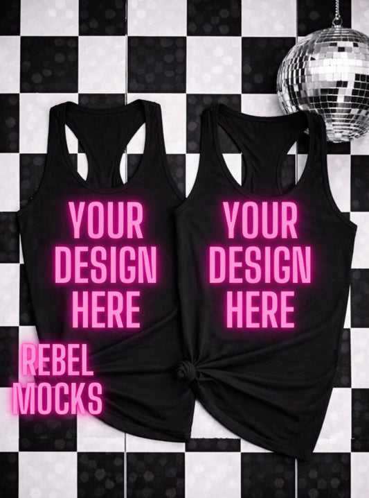 Black Tank Top| Edgy Alternative Mock Up