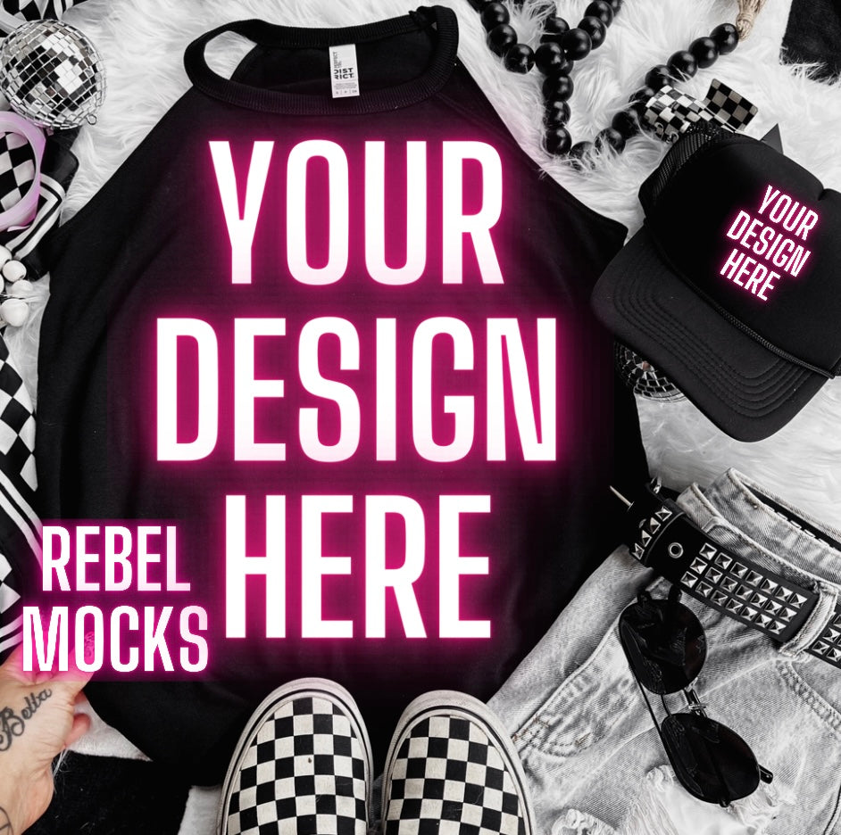 Black Alt Emo Grunge Goth Spooky Flat Lay Trending Mock Up