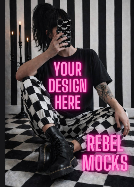 Black Tee| Edgy Alternative Mock Up
