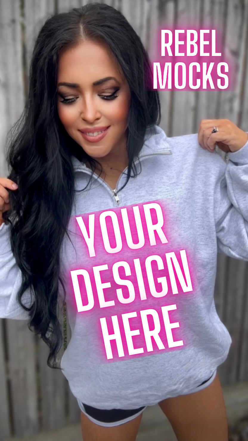 Ash Jerzee 1/4 Zip Sweatshirt Model Mock Up