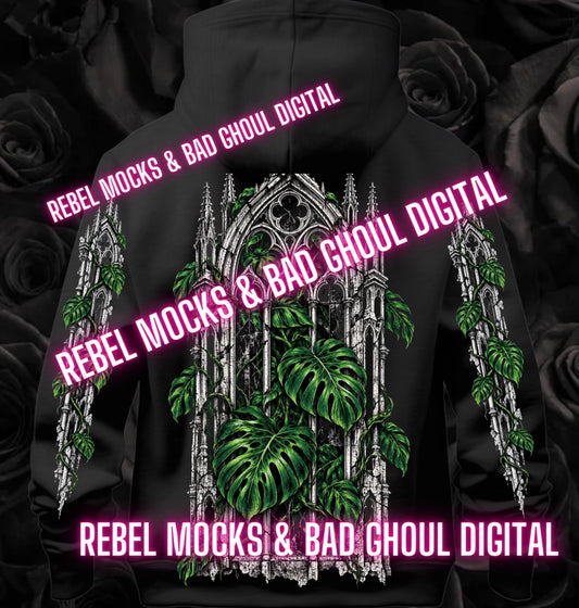 Monstera + Sleeve| PNG DOWNLOAD BLACK FAB ONLY