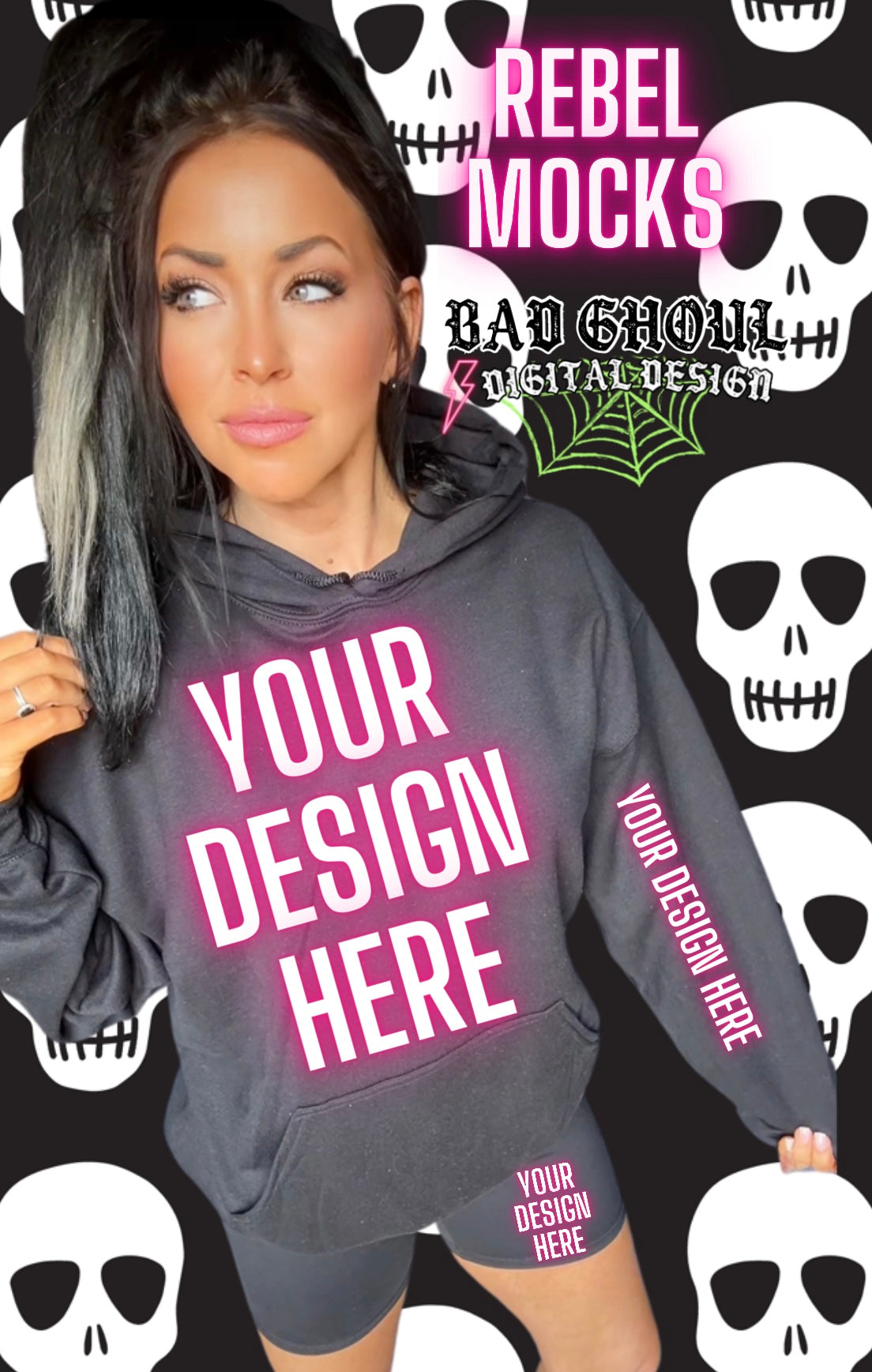 Skelly Hoodie IRL Model Mock Up TRENDING