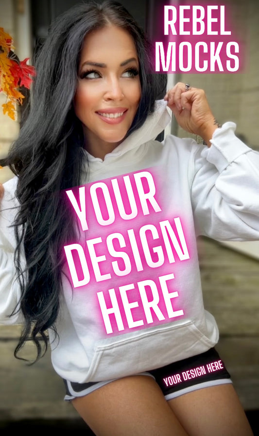 White Hoodie Sweatshirt Model Mock Up